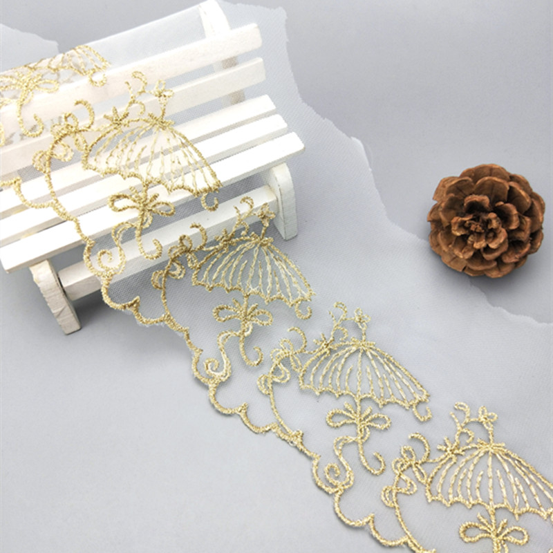 10 yards fashion Mesh Lace Trim 10.5cm Umbrella lace fabric dress sleeve skirt decoration white golden black mesh free ship WS41