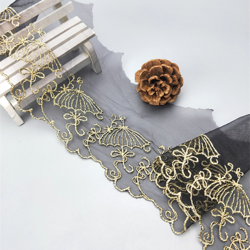 10 yards fashion Mesh Lace Trim 10.5cm Umbrella lace fabric dress sleeve skirt decoration white golden black mesh free ship WS41