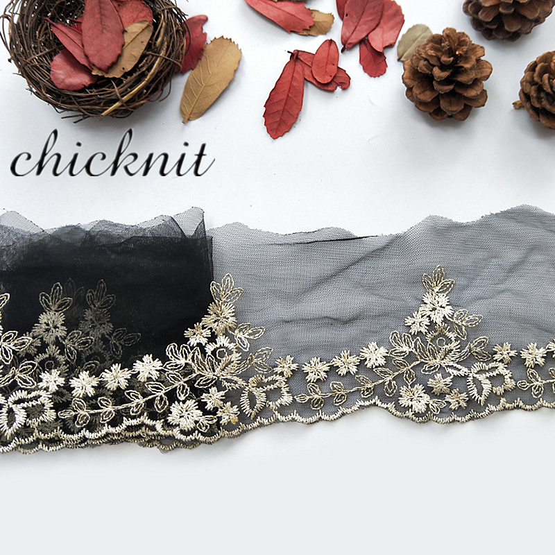 2YARDS  CHICKNIT width88mm 2024 new Fashion black for Wedding Dress Embroidery Tuxedo lace Curtain decoration WB04