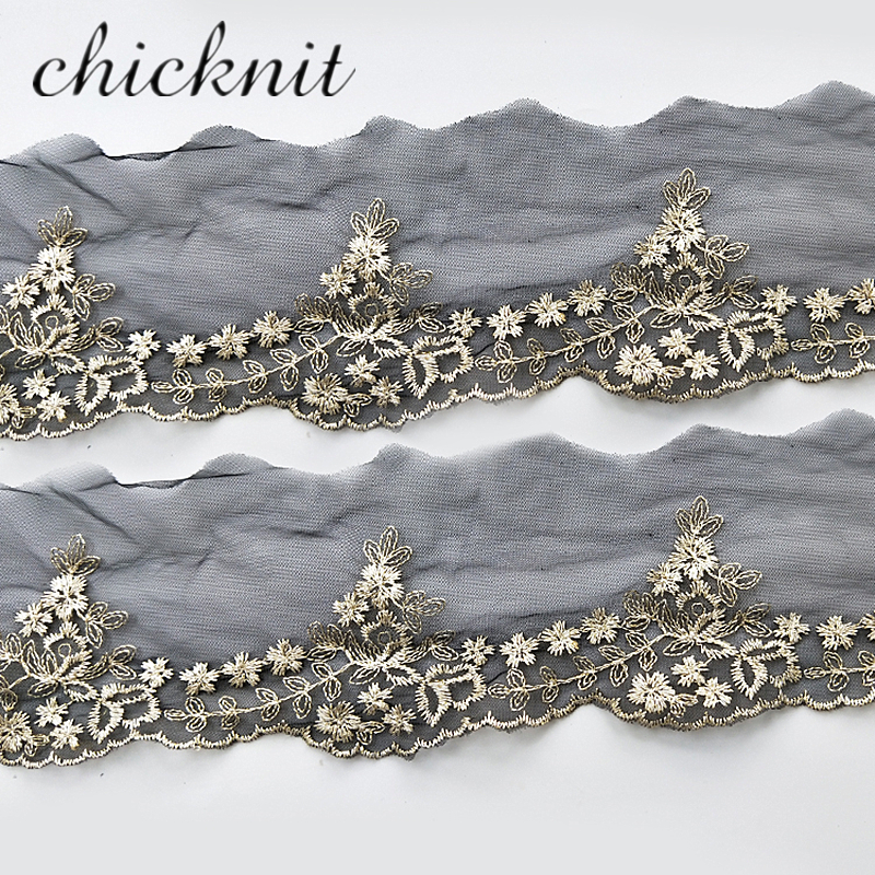 2YARDS  CHICKNIT width88mm 2024 new Fashion black for Wedding Dress Embroidery Tuxedo lace Curtain decoration WB04