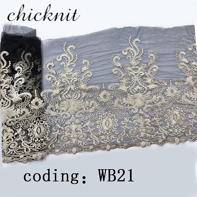 2YARDS CHICKNIT width200mm 2024 new Fashion Bohemia style black Net trim for Doll Wedding Dress Headscarf Accessories Tuxedo lace WB21