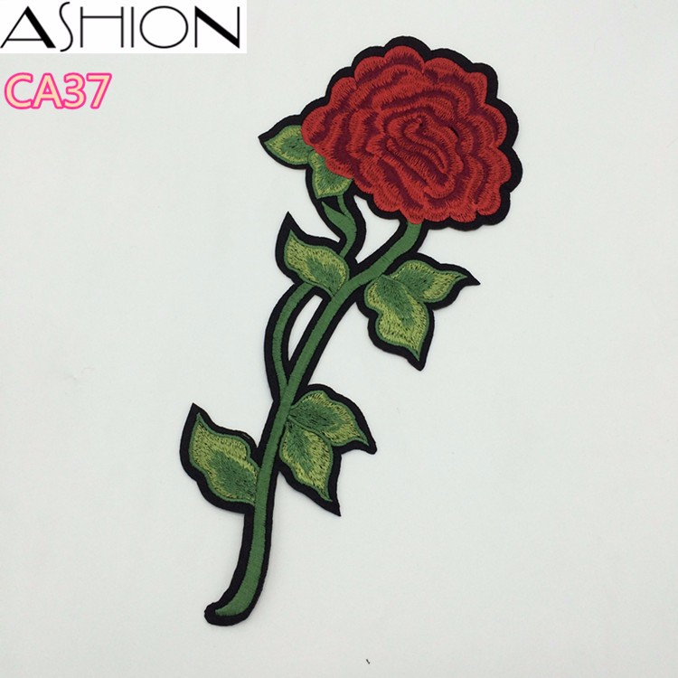 2 PCS 12.5*29CM colorful rose flower embroidery applique patch back glue Iron - On clothing accessories patches CA37