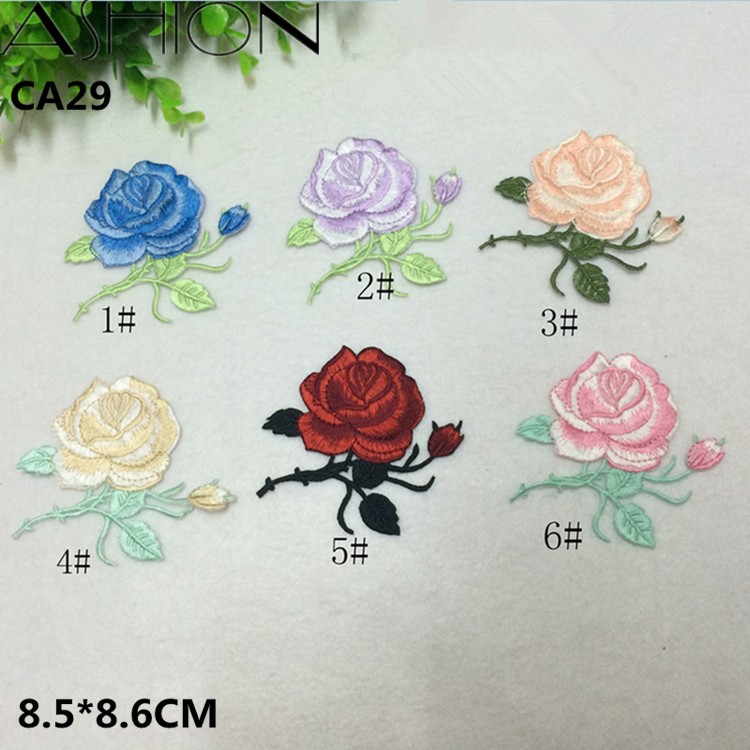 5 PCS 8.5X8.6CM Multicolor optional lace rose flower applique patch embroidered stage cheongsam clothes diy accessories LP-CA29