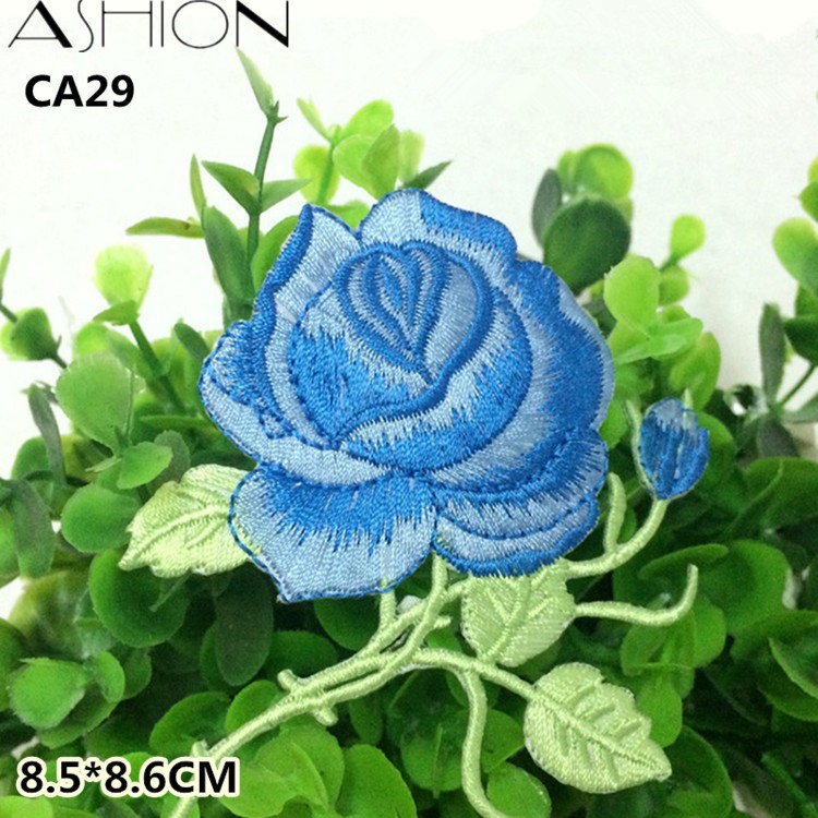 5 PCS 8.5X8.6CM Multicolor optional lace rose flower applique patch embroidered stage cheongsam clothes diy accessories LP-CA29