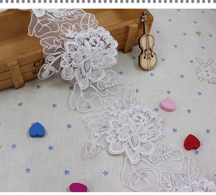 3 yards 10CM white Polyester organze embroidery Lace DIY skirt hem costumes Accessories Sewing Edge Wedding lace trim DB025