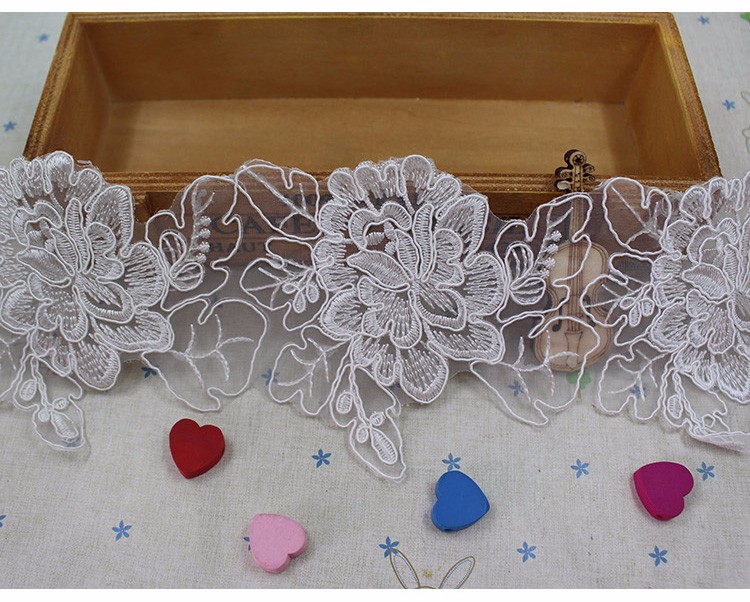 3 yards 10CM white Polyester organze embroidery Lace DIY skirt hem costumes Accessories Sewing Edge Wedding lace trim DB025