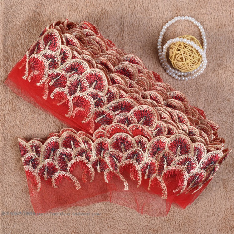 3 yards Width 95mm red Lace Fabric DIY Dance costumes Garment Accessories,Sewing Edge laceTrim Wedding Lace Material LP-DB21