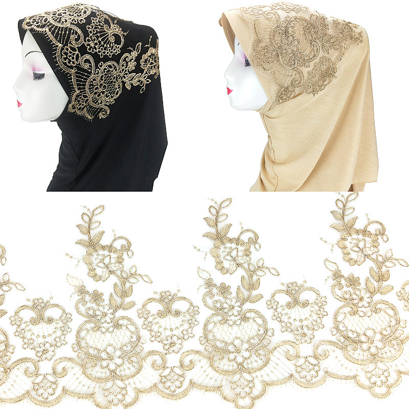 Width 270mm white black net Sequins Embroidered flower lace trim for sewing on Wedding Dress garment accessories CG023