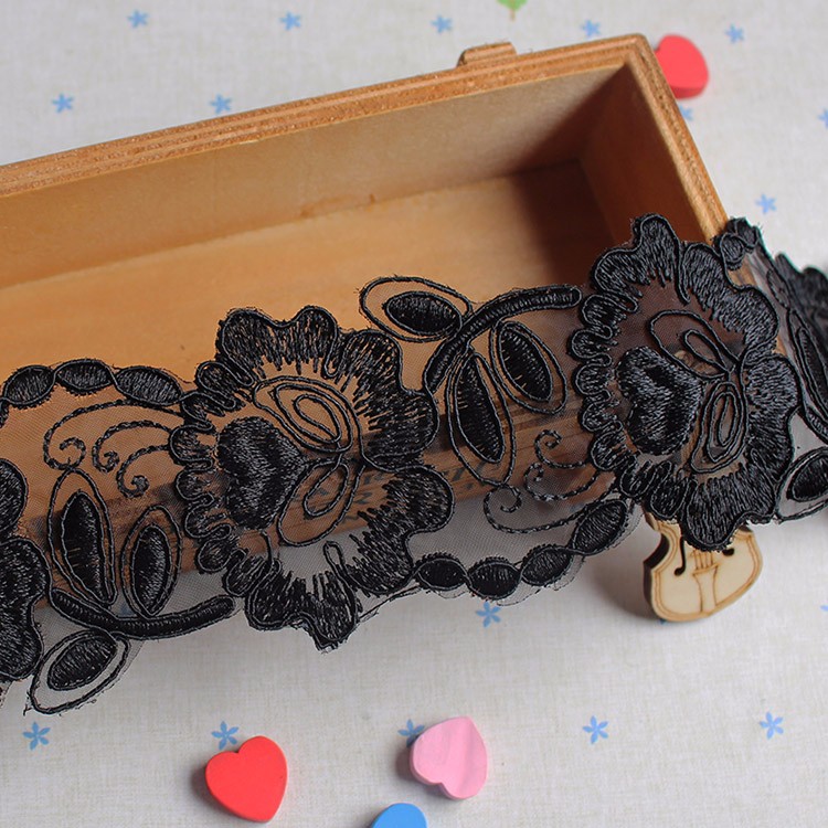 4 yards 7cm white black Organza embroidery Lace skirt hem DIY Dance costumes Accessories Sewing Edge Wedding lace trim DB004