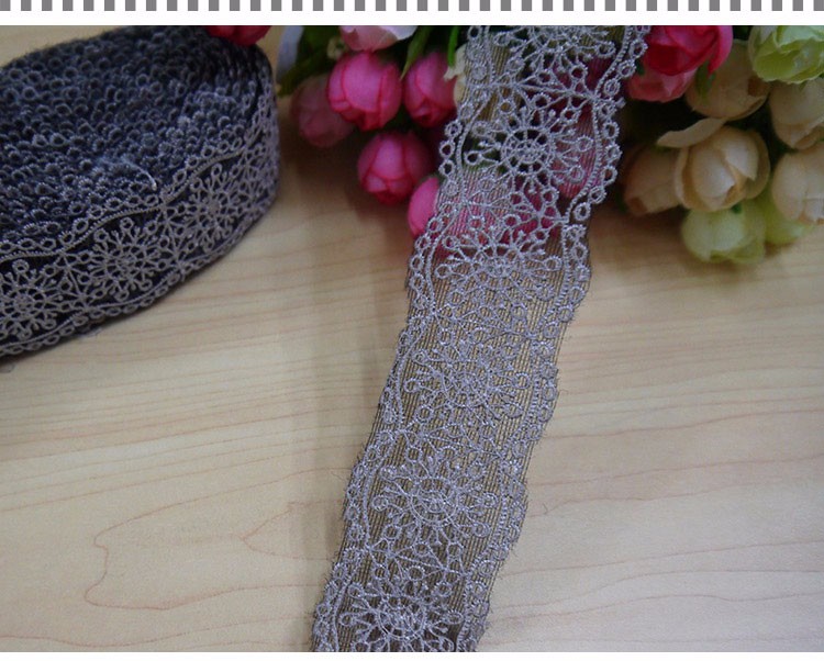 5 yards 4CM black gold Polyester mesh embroidery Lace DIY skirt hem costumes Accessories Sewing Edge Wedding lace trim DB034