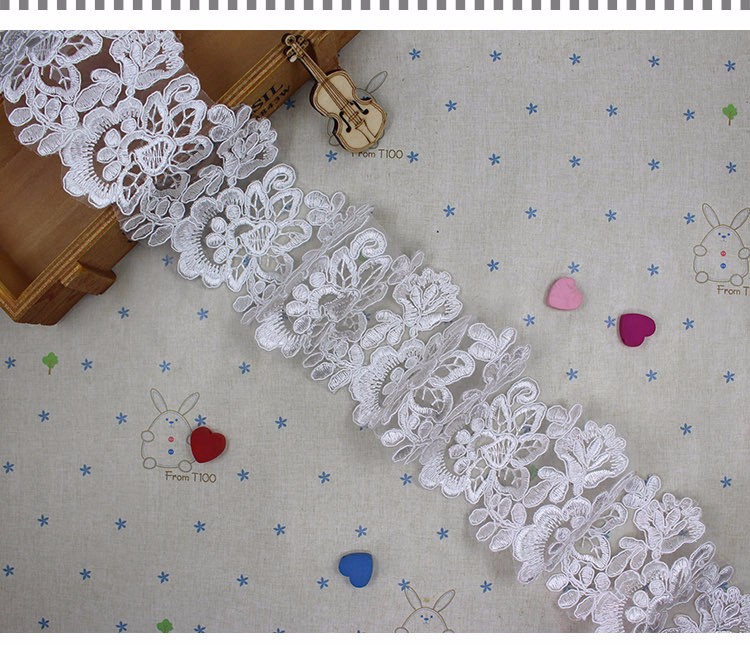 3 yards 9CM white Polyester organze embroidery Lace DIY skirt hem costumes Accessories Sewing Edge Wedding lace trim DB023