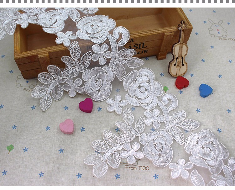 3 yards 14CM white Polyester organza embroidery Lace DIY skirt hem costumes Accessories Sewing Edge Wedding lace trim DB032