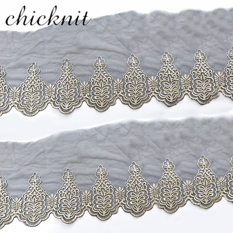 2YARDS  CHICKNIT width82mm black net for Wedding Dress Embroidery Tuxedo lace garment Headscarf accessories WB13