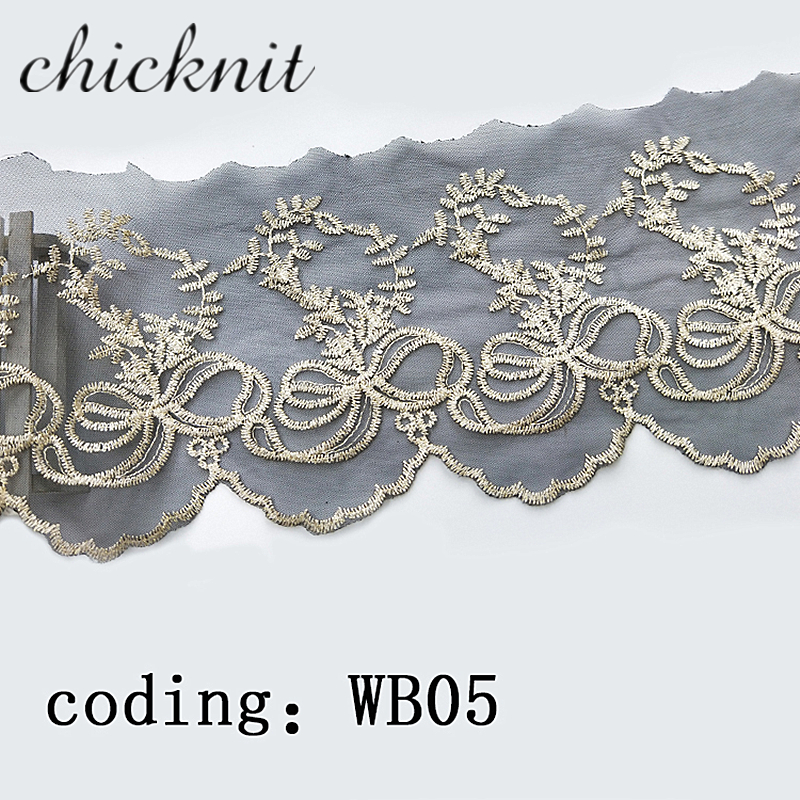 2YARDS   CHICKNIT width140mm Fashion black net for Wedding Dress Embroidery Tuxedo lace Headscarf accessories WB05