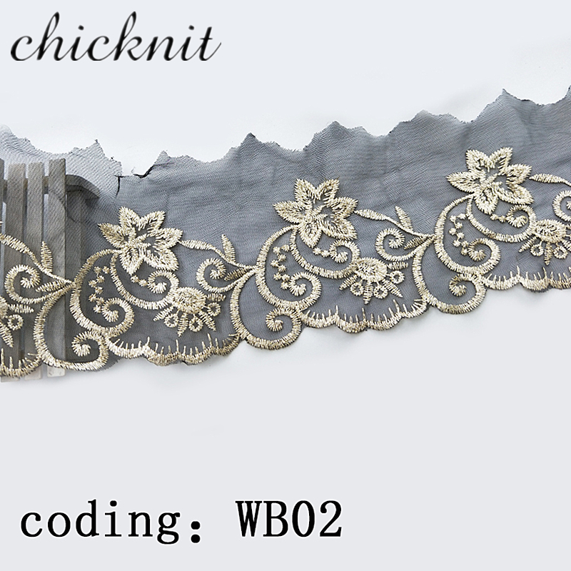 2YARDS  CHICKNIT width95mm Fashion black net for Wedding Dress Embroidery Tuxedo lace Curtain decoration WB02