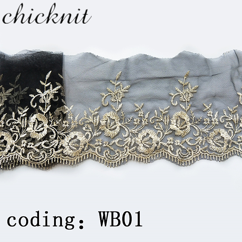 2YARDS CHICKNIT width135mm 2024 new Fashion baroque style black for Wedding Dress Embroidery Tuxedo lace WB01