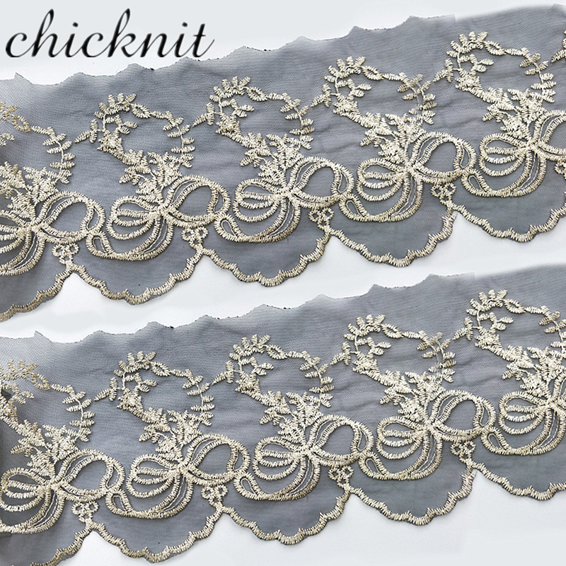 2YARDS   CHICKNIT width140mm Fashion black net for Wedding Dress Embroidery Tuxedo lace Headscarf accessories WB05