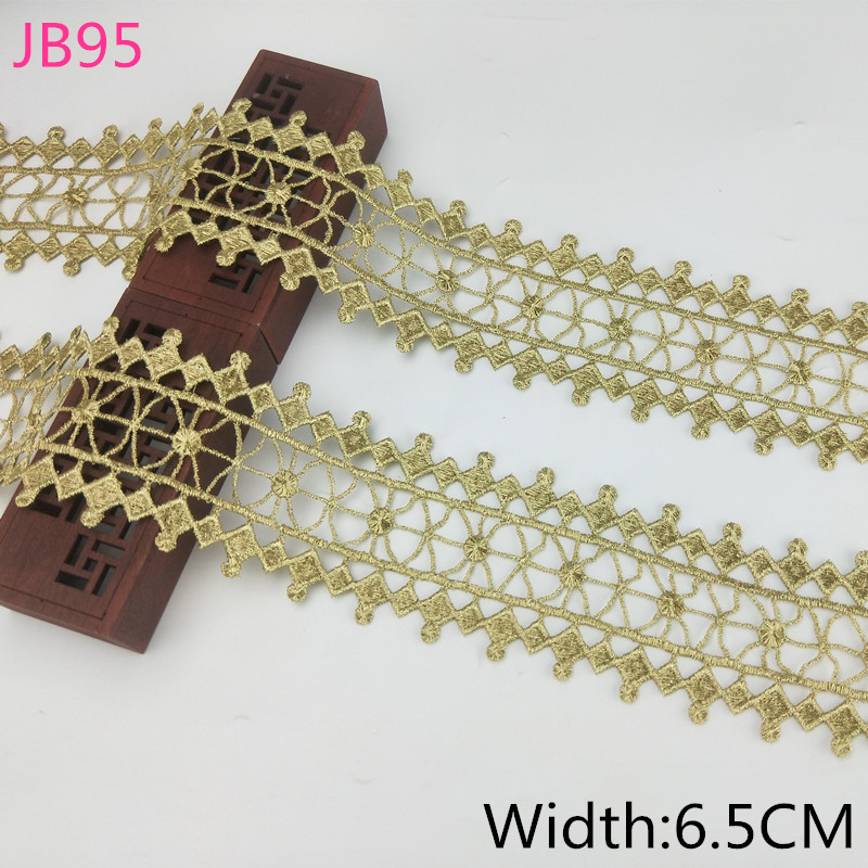 width 6.5cm gold lace ribbon accessories embellishment water soluble embroidery decoration lace sewing craft JB95