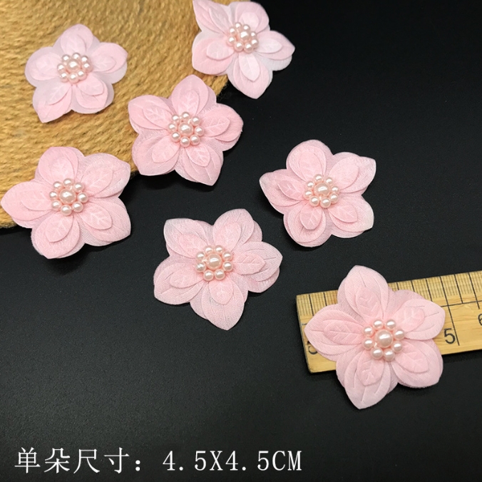10PCS/Lot Embroidery Organza Rose Chiffon Applique Fabrics DIY Patchwork Children's clothing Shoes Hats Sewing Accessories ZA126