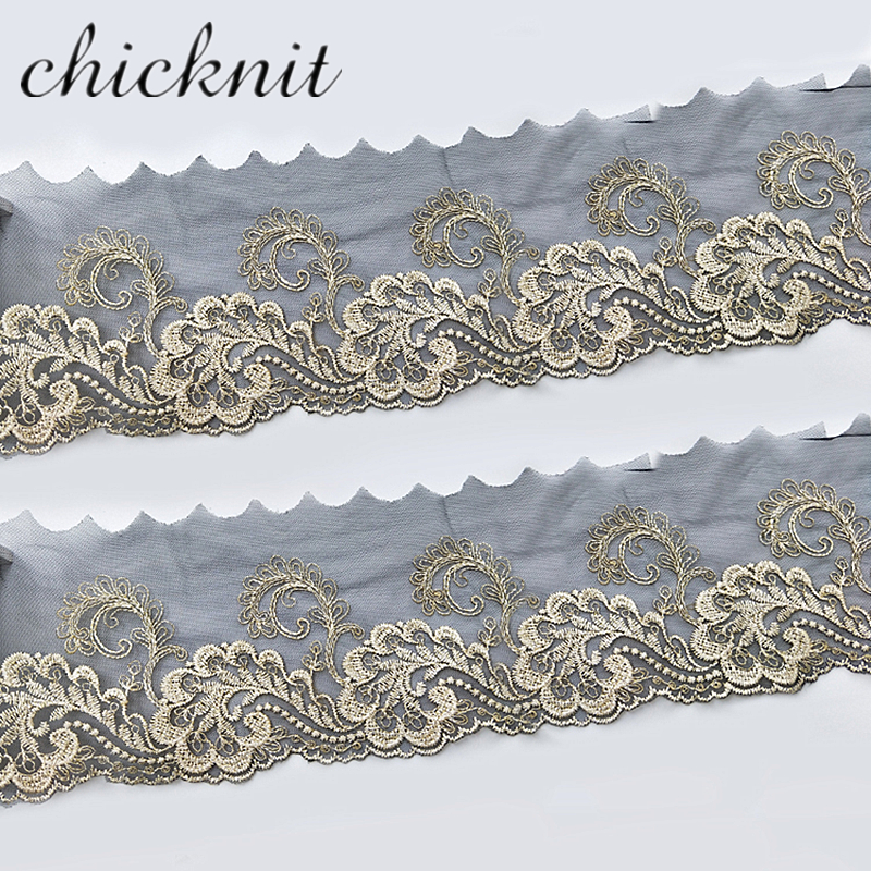 (2 Yards)  CHICKNIT width 90mm black net flower lace ribbon for Sewing DIY Doll Dress Accessorie WB10