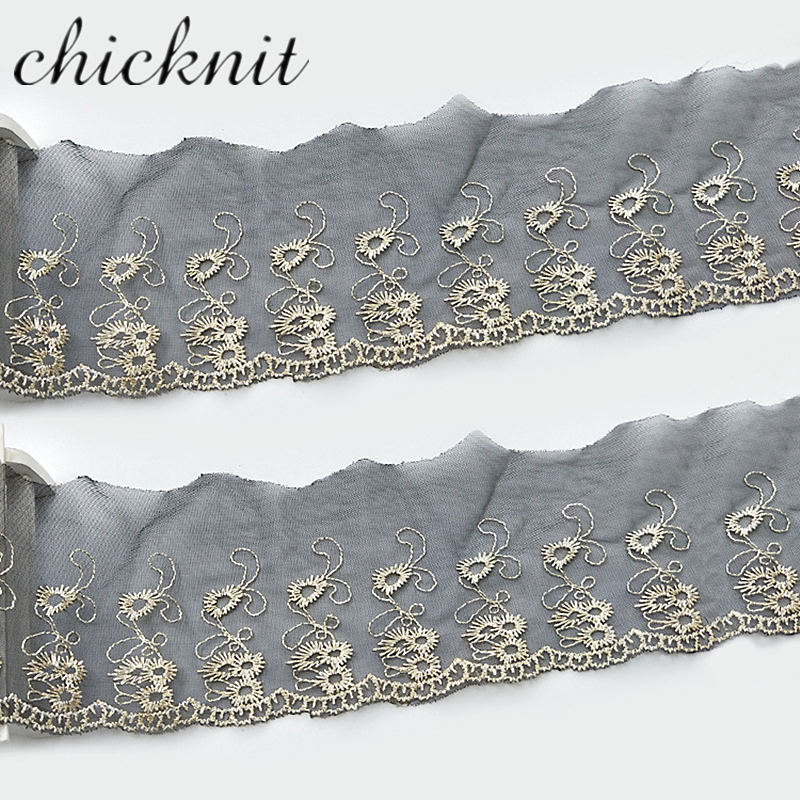 (2 Yards)  CHICKNIT width60mm Fashion black net for Wedding Dress Embroidery Tuxedo lace Curtain decoration garment accessories WB09