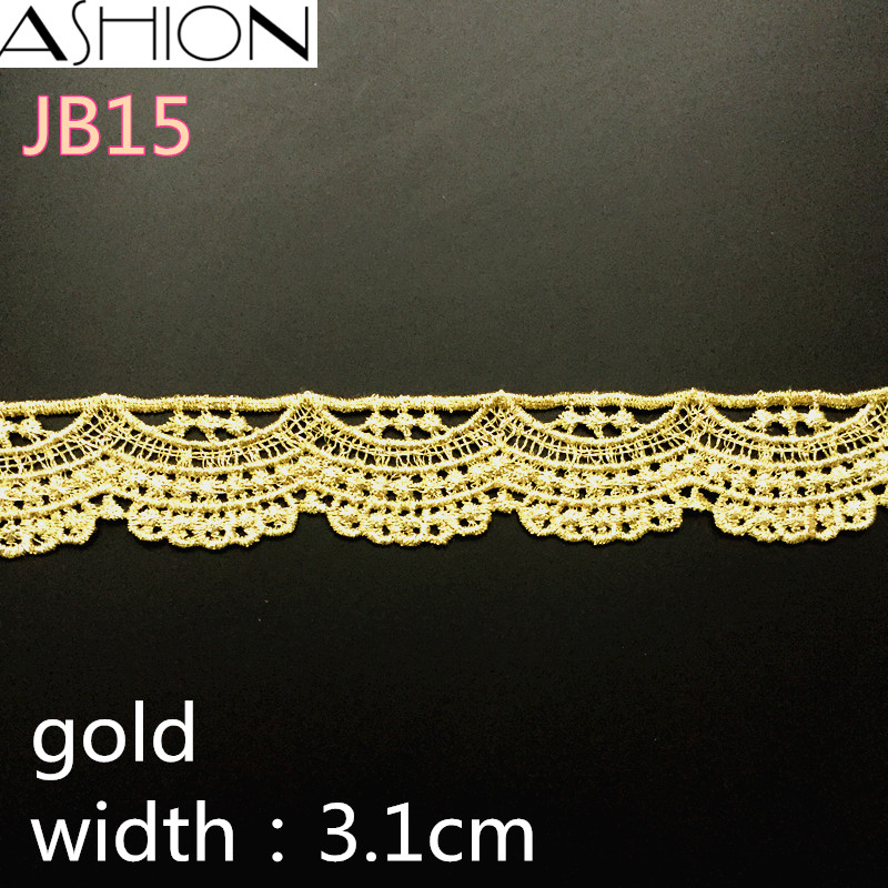 3 yards Width 30mm DIY Garment Accessories gold Embroidered Lace Trim Fabric Sewing Wedding Ribbon JB15