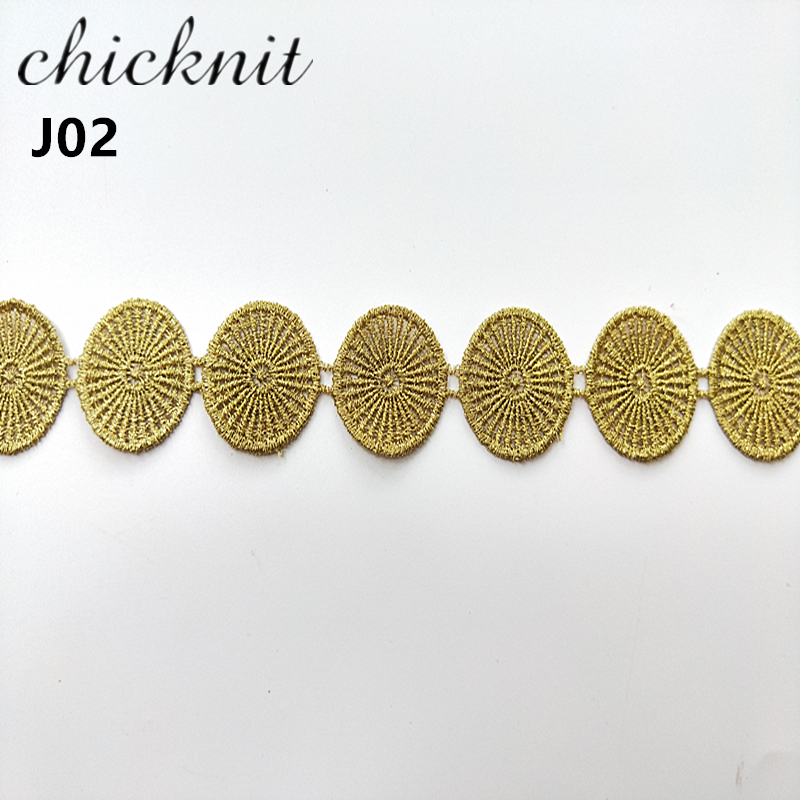 (2 Yards)   CHICKNIT Fashion circular Gold lace trim Embroidered for clothes Accessories J02