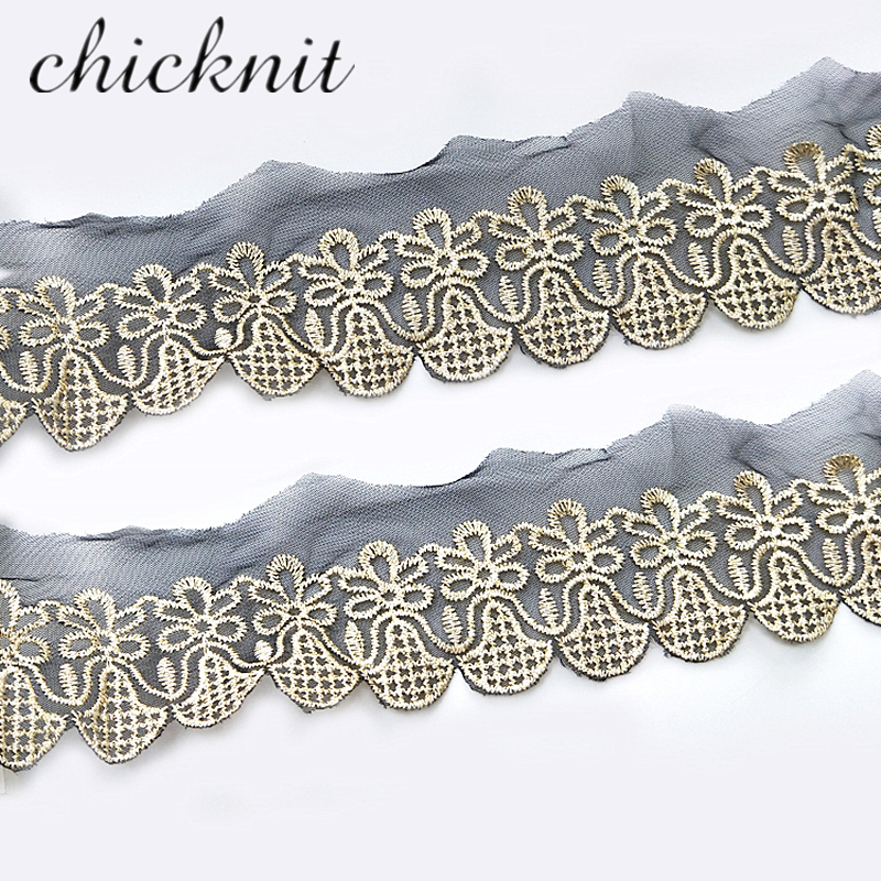 (2 Yards)   CHICKNIT width 5cm 2024 New Embroidery black Net Lace Fabric WB06