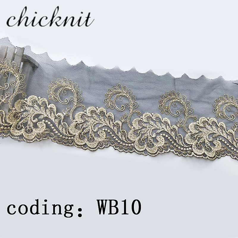 (2 Yards)  CHICKNIT width 90mm black net flower lace ribbon for Sewing DIY Doll Dress Accessorie WB10