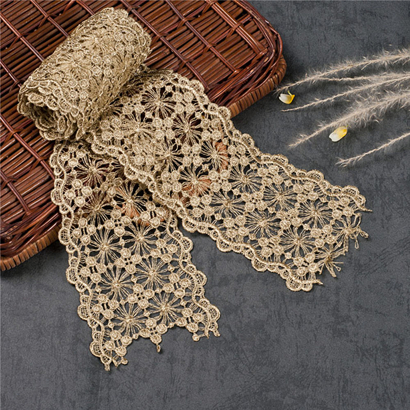 CHICKNIT Width 88mm new Golden DIY water soluble Embroidered guipure lace Trims sewing on clothes accessories JB14