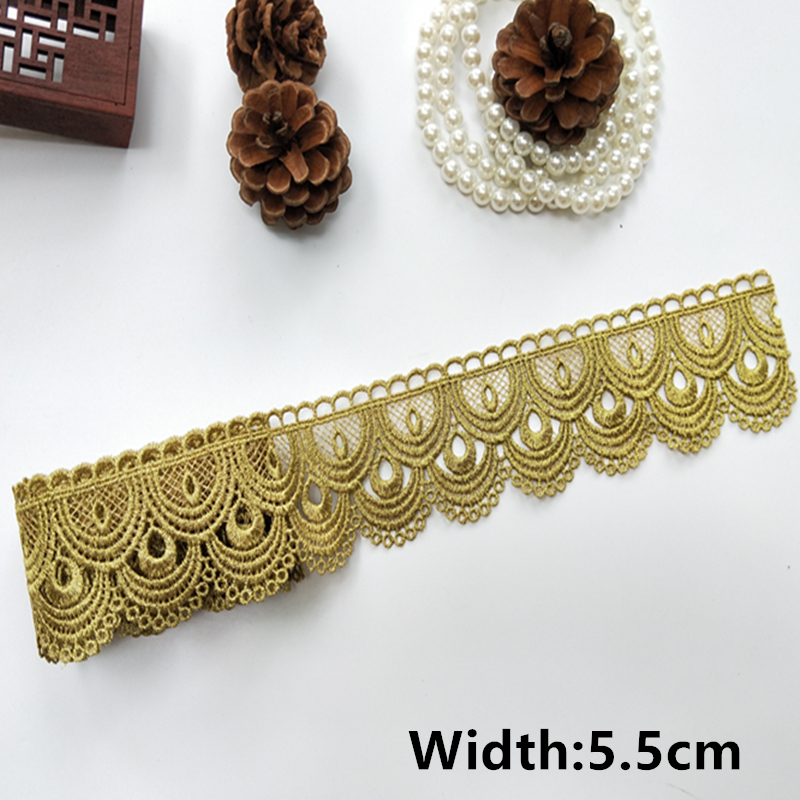 (2 Yards)  CHICKNIT Fashion Gold lace trim for Window curtains Tuxedo lace Crafts Accessories J03