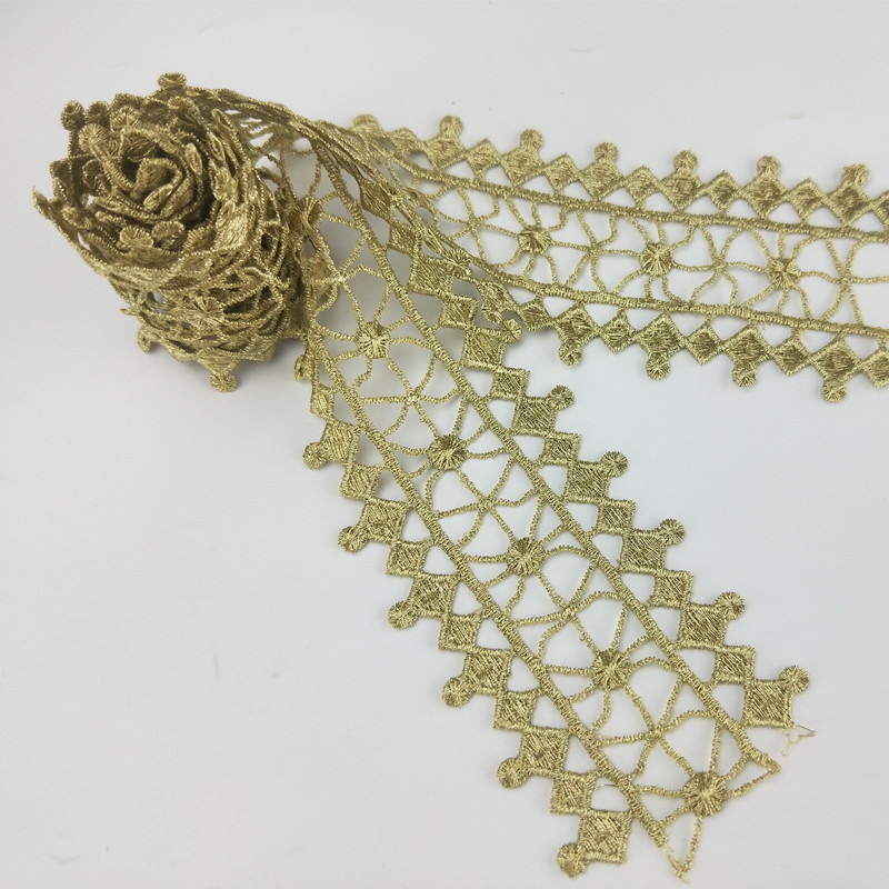 width 6.5cm gold lace ribbon accessories embellishment water soluble embroidery decoration lace sewing craft JB95
