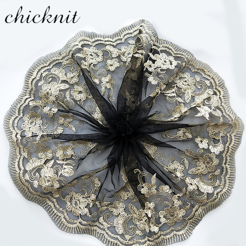 (2 Yards) CHICKNIT width60mm Fashion black net for Wedding Dress Embroidery Tuxedo lace Curtain decoration garment accessories WB11