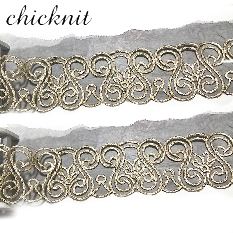 2 Yards   CHICKNIT width60mm 2024new Fashion black net for Doll Wedding Dress Embroidery Tuxedo lace garment WB14