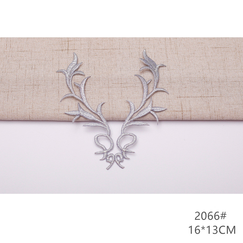 zsbszc fashion 5pcs iron on golden silver cloth patch diy embroidery stickers many sizes ballet dress decoration CA068