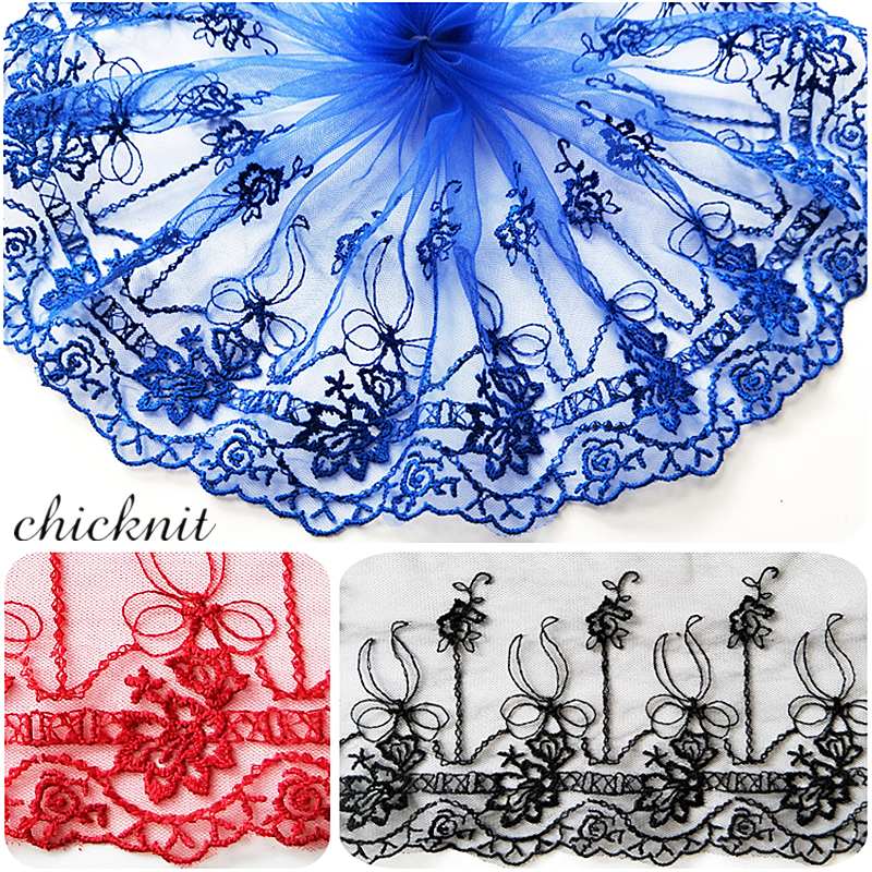 CHICKNIT width 100mm 2024 new Fashion baroque style black red white royalblue for Wedding Dress Tuxedo lace WB011
