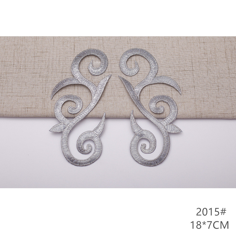 zsbszc fashion 5pcs iron on golden silver cloth patch diy embroidery stickers many sizes ballet dress decoration CA068