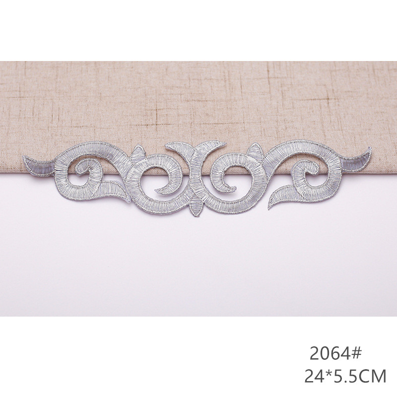 zsbszc fashion 5pcs iron on golden silver cloth patch diy embroidery stickers many sizes ballet dress decoration CA068