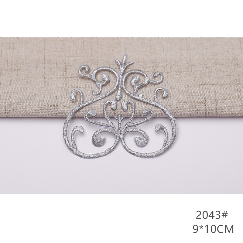 zsbszc fashion 5pcs iron on golden silver cloth patch diy embroidery stickers many sizes ballet dress decoration CA068