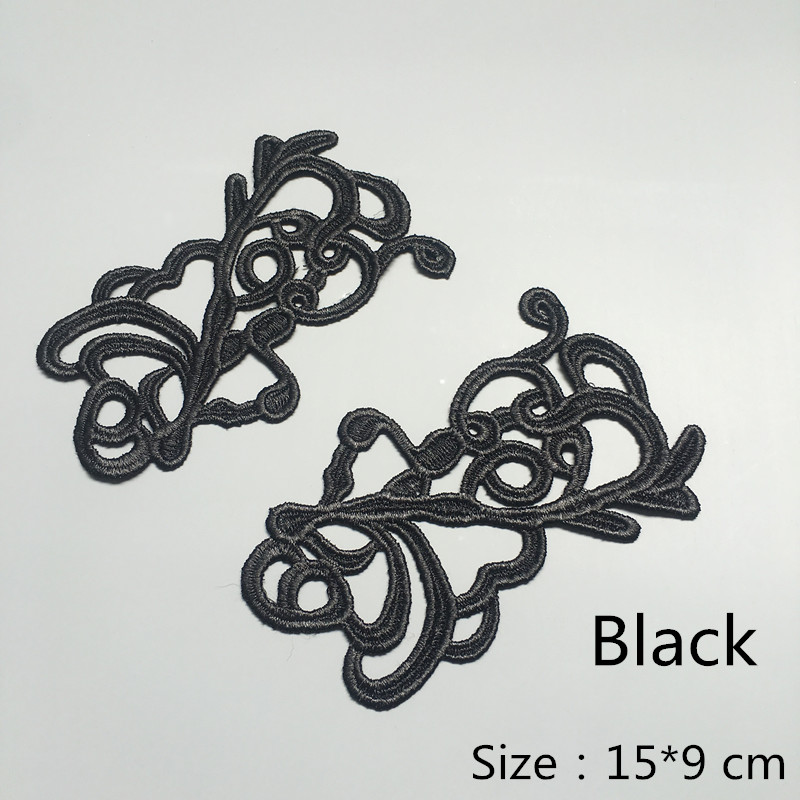 CHICKNIT 5 pairs white black embroidery lace flower applique patches sewing for cloth accessories fabric DA013