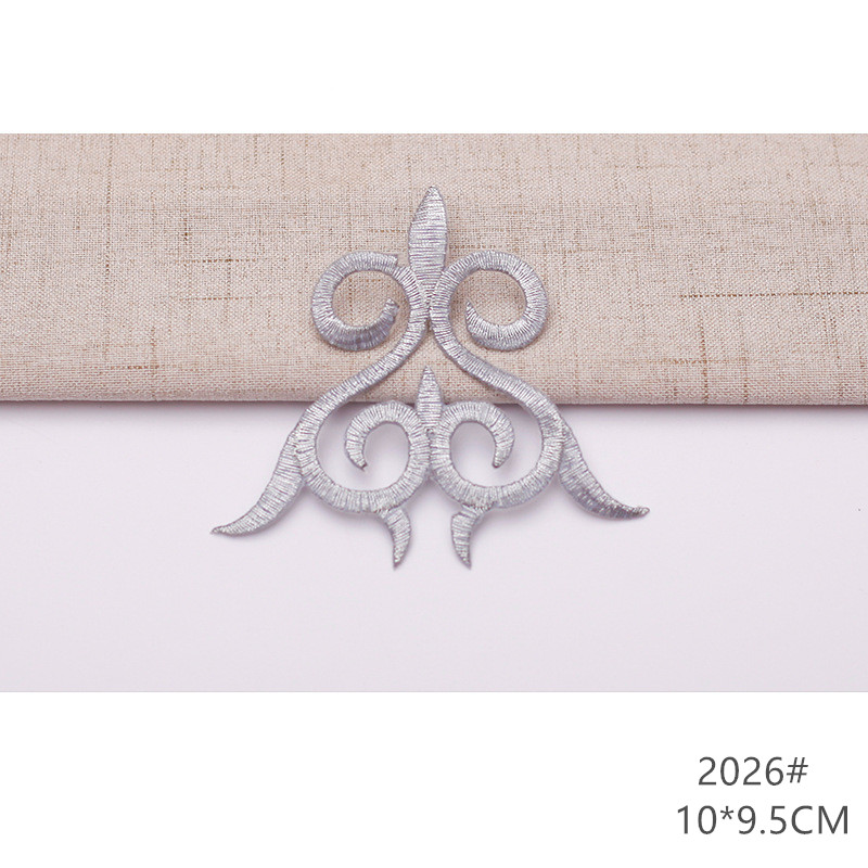 zsbszc fashion 5pcs iron on golden silver cloth patch diy embroidery stickers many sizes ballet dress decoration CA068