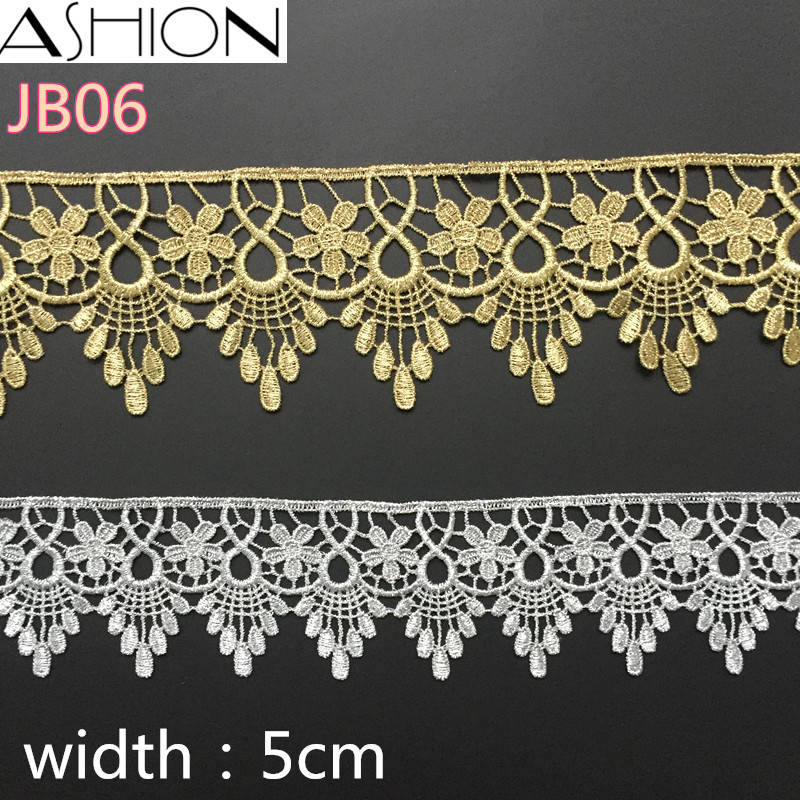 3 yards Width 50mm Crown gear gold and silver Water soluble Embroidery Lace trim Sewing Fabric JB06
