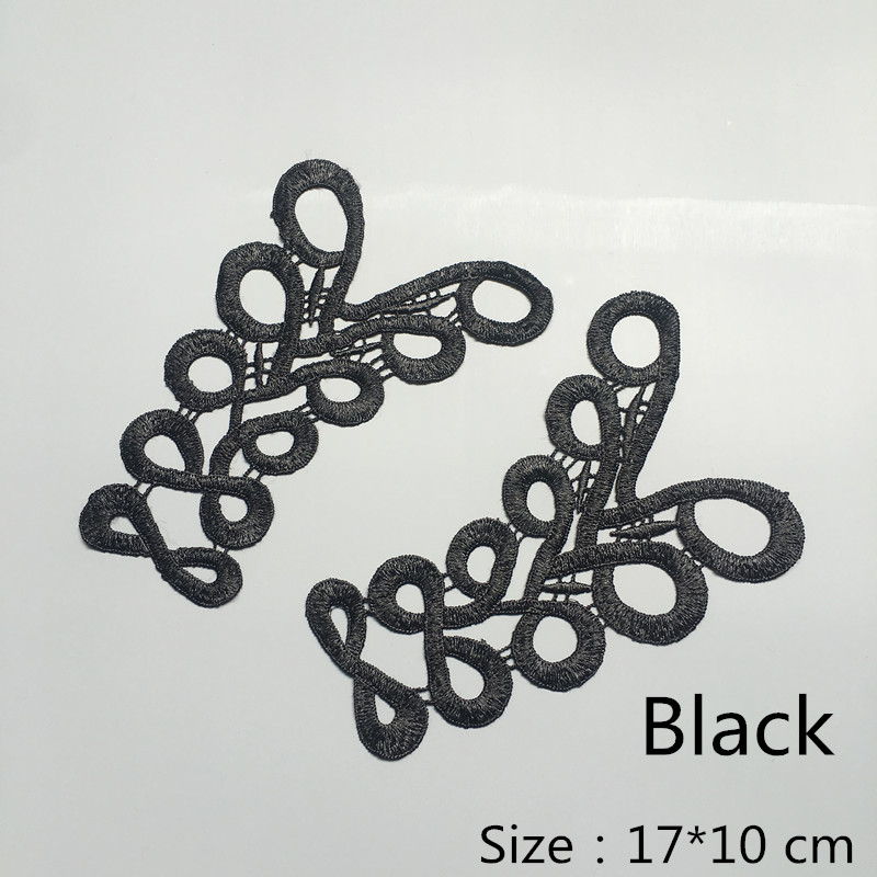 CHICKNIT 5 pairs white black guipure lace flower applique patches sewing for cloth accessories fabric DA012