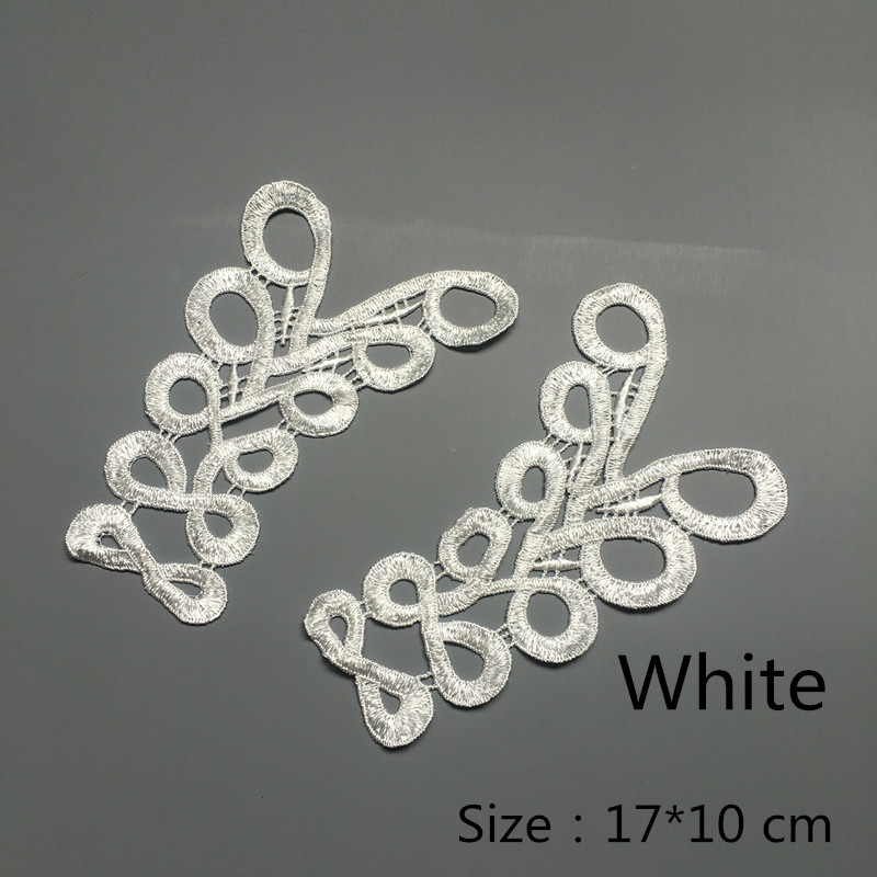 CHICKNIT 5 pairs white black guipure lace flower applique patches sewing for cloth accessories fabric DA012