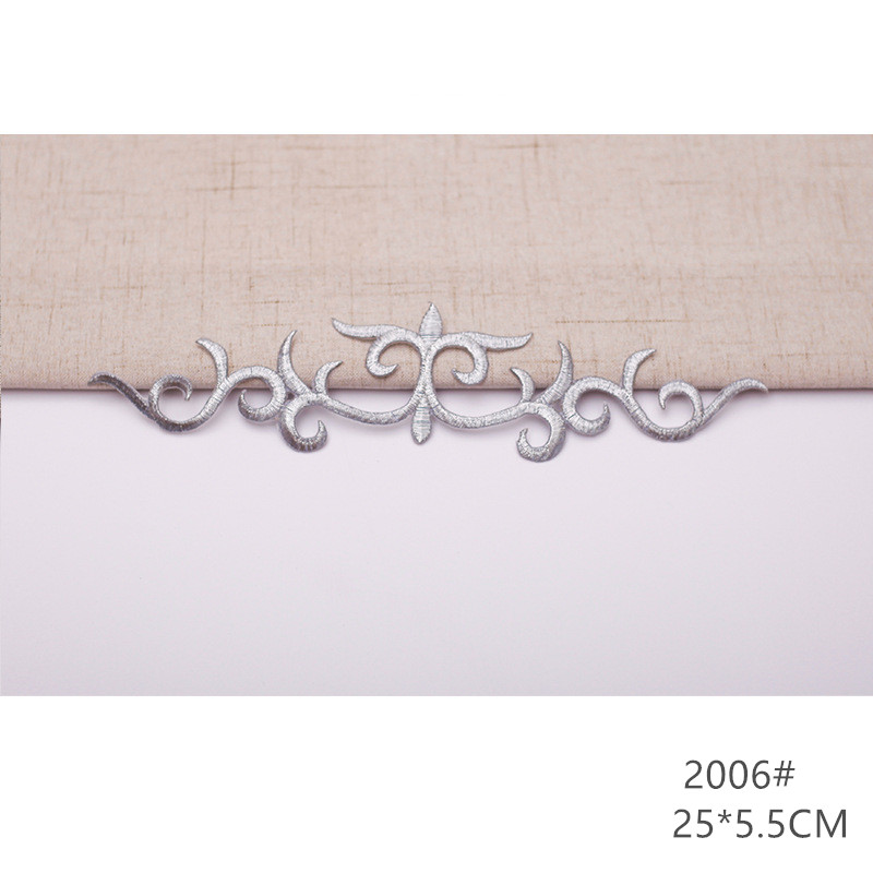 zsbszc fashion 5pcs iron on golden silver cloth patch diy embroidery stickers many sizes ballet dress decoration CA068