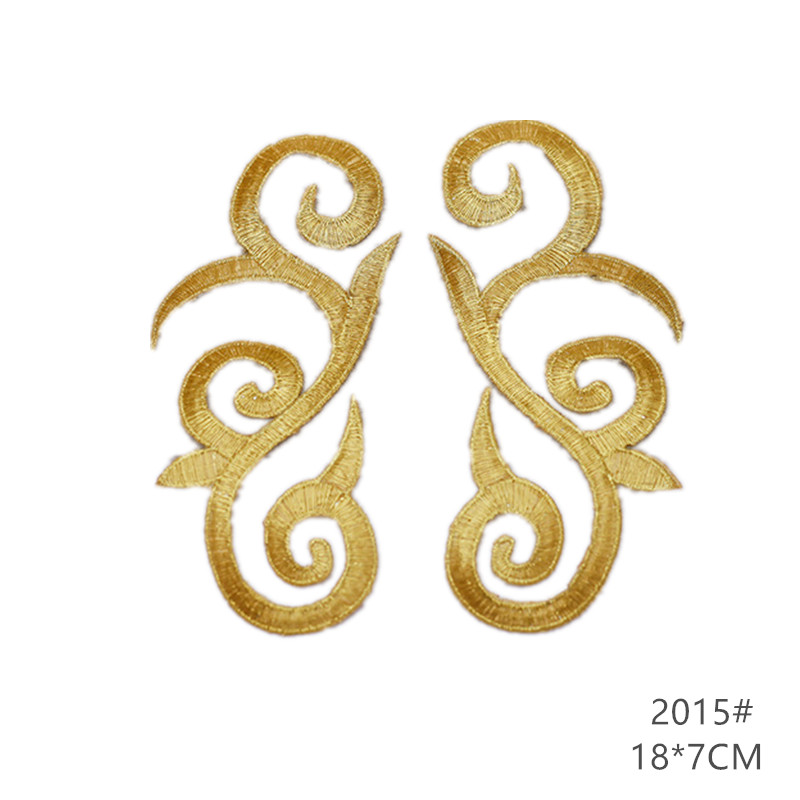 zsbszc fashion 5pcs iron on golden silver cloth patch diy embroidery stickers many sizes ballet dress decoration CA068