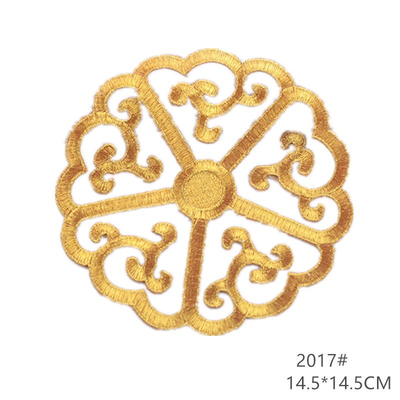 zsbszc fashion 5pcs iron on golden silver cloth patch diy embroidery stickers many sizes ballet dress decoration CA068