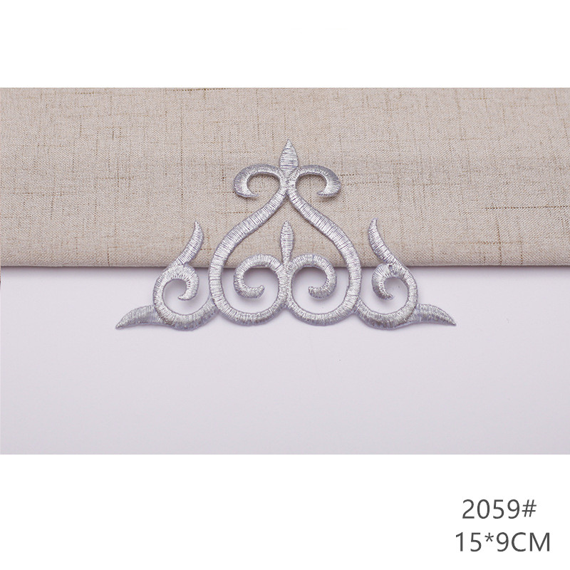 zsbszc fashion 5pcs iron on golden silver cloth patch diy embroidery stickers many sizes ballet dress decoration CA068