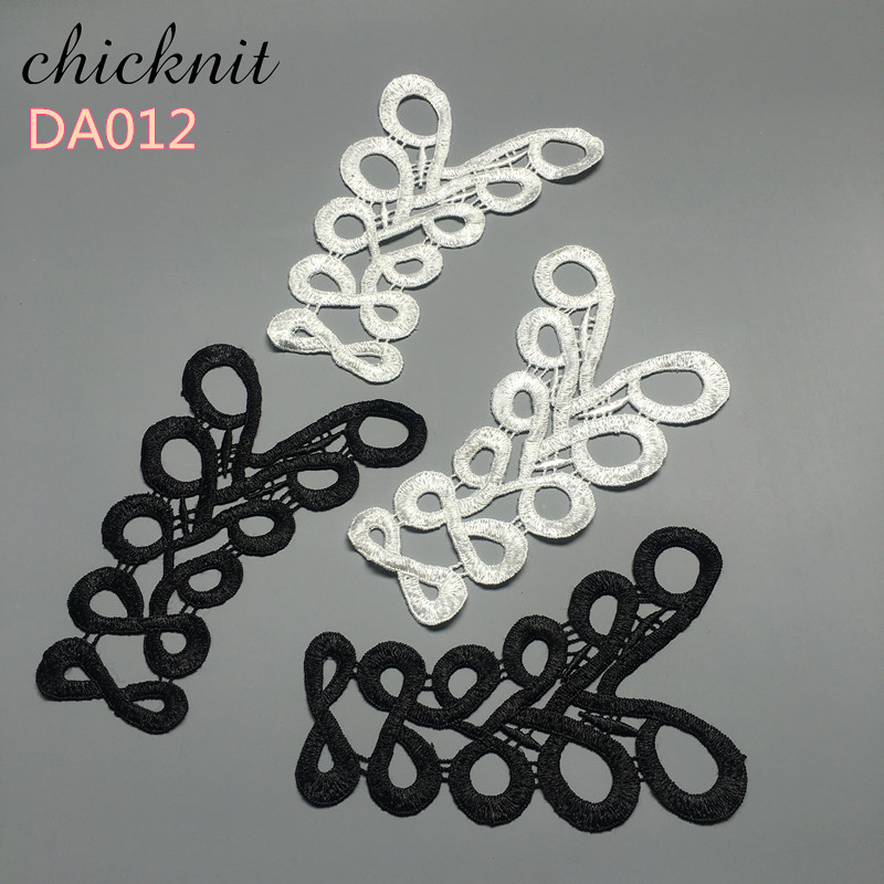 CHICKNIT 5 pairs white black guipure lace flower applique patches sewing for cloth accessories fabric DA012