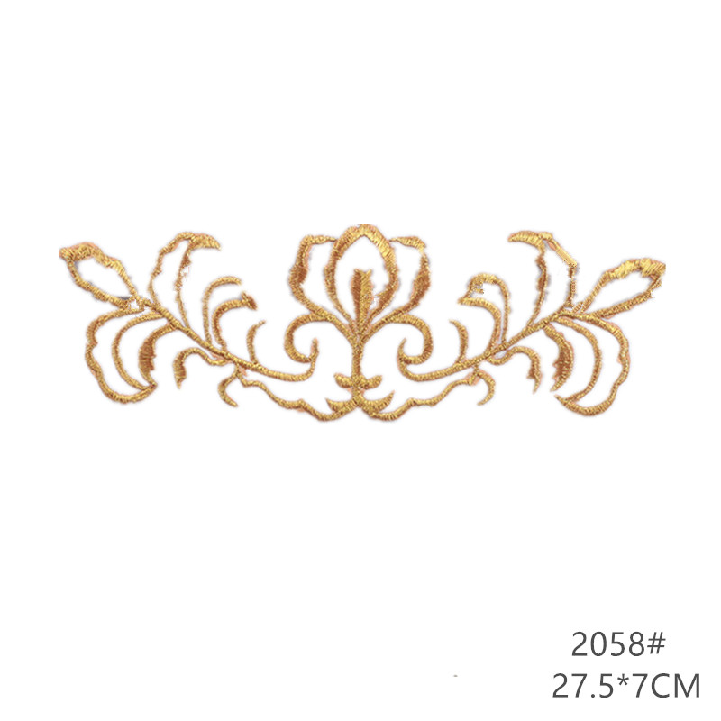 zsbszc fashion 5pcs iron on golden silver cloth patch diy embroidery stickers many sizes ballet dress decoration CA068